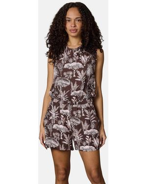 Ragwear Jumpsuit Zella Schicker, Kurzer Damen Overall Mit Floralem Print - Braun