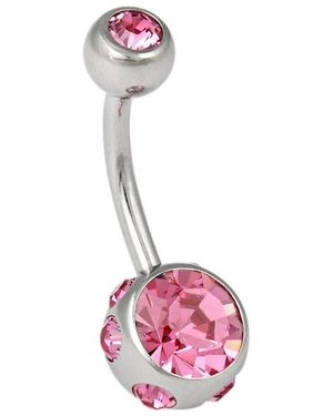 Firetti Bauchnabelpiercing Schmuck Geschenk Piercing Körperschmuck, mit Kristall - Pink