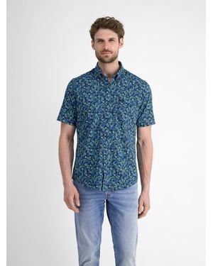 Lerros Kurzarmhemd mit All-Over Print - Blau