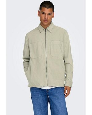 Only & Sons Langarmhemd Onsalp 14W Rlx 2Pkt Washd Cord Ls Zip - Natur