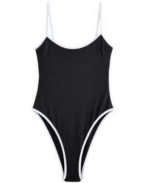 Self Badeanzug Badeanzug Mit U-Rückenausschnitt Und Biesen (1-St) - Schwarz