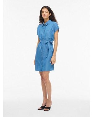 Vila Blusenkleid Vinori S/S Shirt Dress - Blau