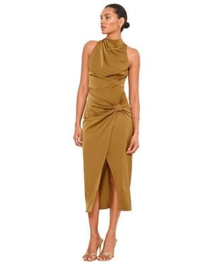 Lipsy Midikleid Figurbetontes Satin-Wickelkleid, Regular (1-Tlg) - Gelb