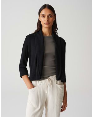 Opus Shirtjacke SANDRINE BREEZE Regular in Feinstrick Optik - Schwarz