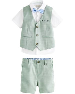 Baker by Ted Baker Kinderanzug by Ted Baker Hemd, Weste und Shorts im Set (4-tlg) - Blau