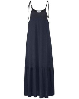 HESSNATUR Jerseykleid Relaxed Aus Reiner Bio-Baumwolle Mit Leinen (1-Tlg) - Blau