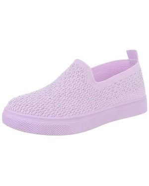 Ital-Design Damen Low-Top Freizeit Slipper (88843595) Flach Sneakers Low - Lila