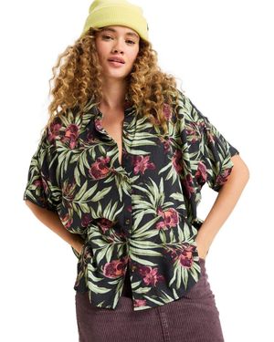 Roxy Kurzarmhemd Beachy Nostalgia Crinkle - Grau