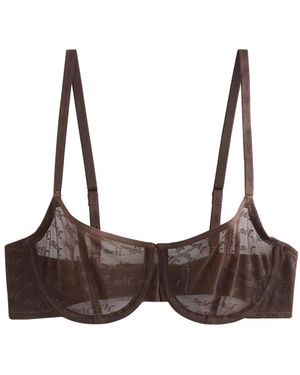 Self Unwattierter Balconette-BH mit Mesh und Logo (1-tlg) - Braun
