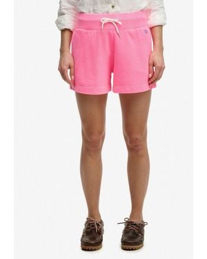 Superdry Shorts Studios Sweat Short Slim Fit, Mit Tunnelzug, Aus Baumwolle Und Jersey, Unifarben - Pink