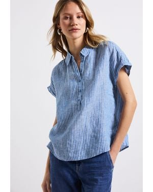 Street One Hemdbluse gestreift und mit Knopfleiste - Blau
