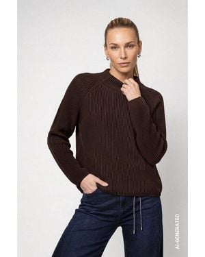 Monari Strickpullover Pullover Basic Perlfang Regular Fit Mit Stehkragen - Blau
