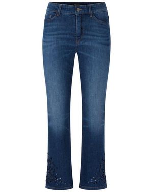 Marc Cain Bootcut-Jeans Sopo Collections Thema A Premium Damenmode Pailletten-Applikation Am Saum - Blau