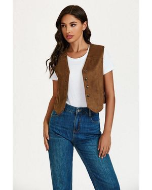 FS Collection Lederimitatweste Damen Lederimitatweste - Blau
