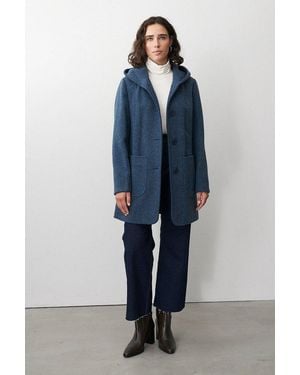 BARBARA LEBEK Kurzmantel Trenchcoat, Damenmantel Oder Wollmantel Mit Kapuze - Blau