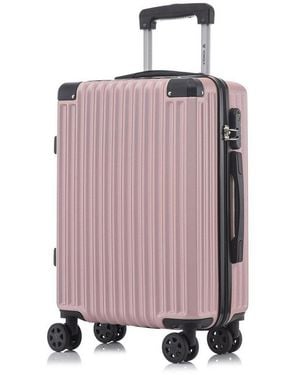 YONSLY Koffer Hartschalen-Reisekoffer Trolley Handgepäck, 4 Rollen, Abs-Hartschale, Zahlenschloss, Weicher Gummigriff - Pink