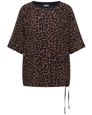 Cecil Shirtbluse Mit Animal-Print, Rundhalsausschnitt, Viskose - Braun