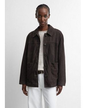 Comma, Funktionsjacke Outdoor-Jacke Hemdjacke Aus Veloursleder - Schwarz