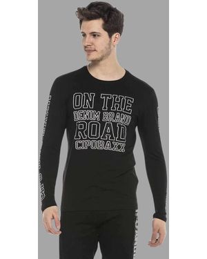 Cipo & Baxx T-Shirt 95% Baumwolle, 5% Elasthan mit coolen Ziersteinen - Grau