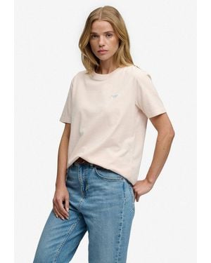 Superdry T-Shirt Signature Emb Tee Baumwolle, Relaxed Fit - Blau
