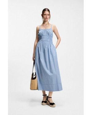 BOSS Midikleid Diplyn Premium Damenmode Aus Baumwoll-Popeline, Regular Fit - Blau