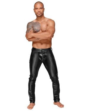 NOIR HANDMADE Lederimitathose -Hose in schwarz