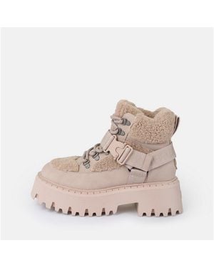Buffalo Winterboots Plateauboots, Trendy Stiefelette, Schnürboots Mit Fellimitat - Schwarz