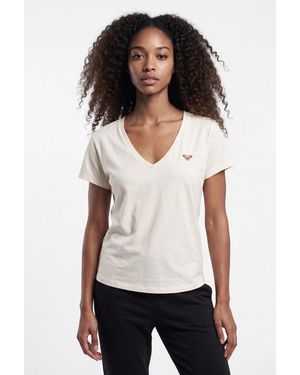 Roxy T-Shirt Nightfall Kurzarm, Aus Baumwolle, Mit Rundhalsausschnitt - Weiß