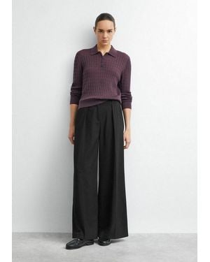 Comma, Chinos Hose Bundfaltenhose Mit Wide Leg - Lila