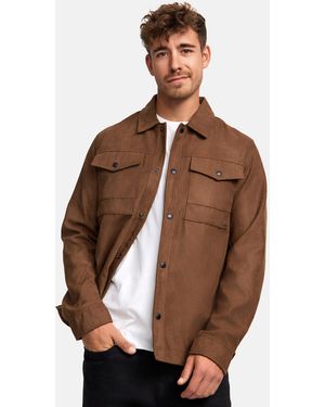 INDICODE Langarmhemd INFinny Stylisches Fake-Suede-Hemd - Braun