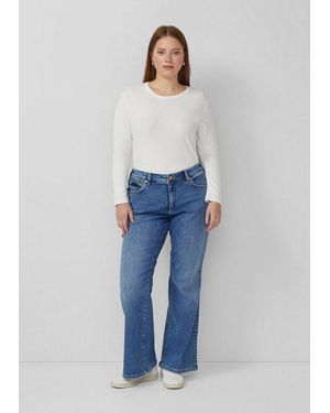 QS Bootcut-Jeans Jeans-Hose Jeans Mid Rise Flared Fit - Blau