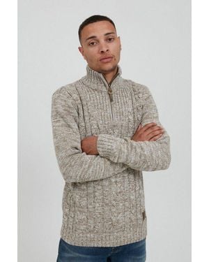 Solid Troyer Sdpankraz Wärmender Strickpullover Mit Zopfstrickmuster - Grau