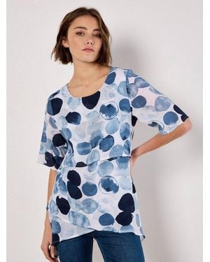 Apricot T-Shirt Tunika-Top Mit Punktedruck - Blau
