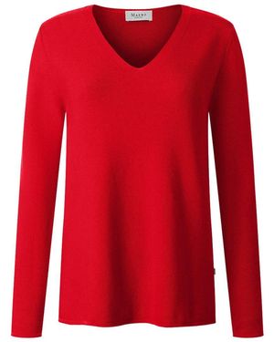 Maerz Wollpullover Pullover V-Ausschnitt /1 Arm Lychee Red - Rot
