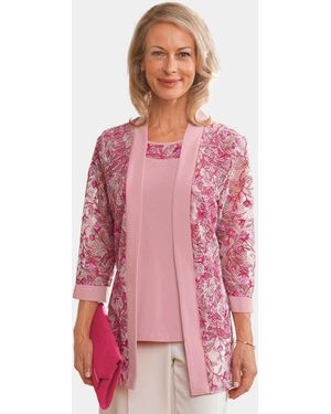 Goldner Blouson Kurzgröße: Set aus schickem Blusenblazer und Top - Pink