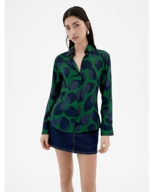 Thinking Mu Hemdbluse Leaf Dark Katha Blouse - Grün