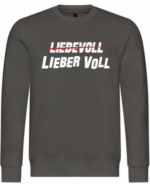 deinshirt Rundhalspullover Pullover Lieber Voll Mit Print Motiv, Grafik - Grau