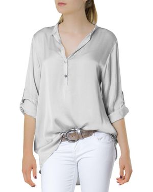 Caspar Shirtbluse BLU003 lässig elegante Satin Hemdbluse - Grau