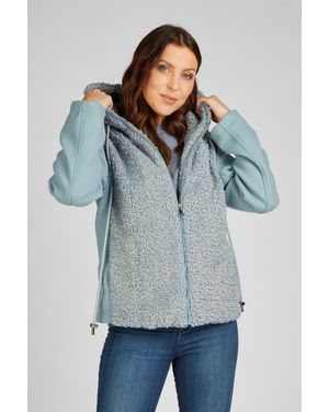 FUNK SINCE 1776 Fellimitatjacke Kurzjacke im Curlylamm-Look mit Kapuze - Blau