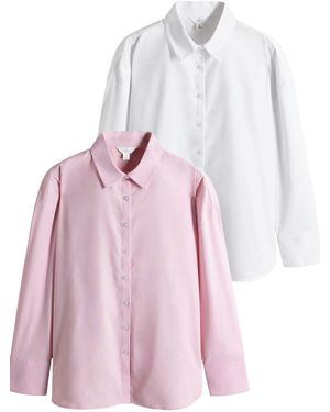 The Set Langarmbluse Oxford-Hemden im 2er-Pack (2-tlg) - Pink