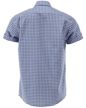 OS-Trachten Trachtenhemd Tivira Regular Fit, Haifischkragen, Paspeltasche, Ornamente und Ziermetalle - Blau