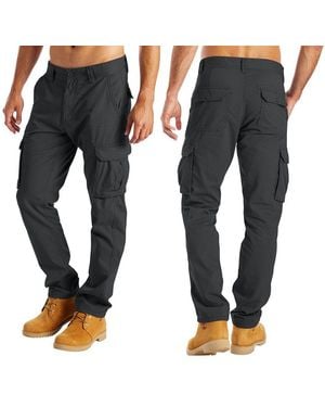 Blauer Cargohose Herren Cargo Hose 6 Taschen 100% Baumwolle Arbeitshose - Schwarz