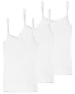 Schiesser Unterhemd 3Er Pack Luxury (Spar-Set, 3-St) Spaghetti Top - Weiß