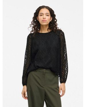 Vila Blusenshirt Vimika O-Neck L/S Top - Schwarz