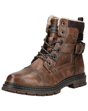 Tom Tailor Stiefelette Lederimitat Schnürstiefelette - Braun