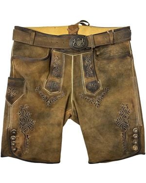Maddox Trachtenlederhose Kurze Lederhose 'Rolli' mit Gürtel, Antik Zirbe - Braun