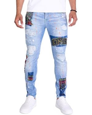 KINGZ Exclusive Designer Jeans SLIM FIT Blau W30/L34