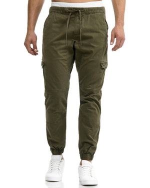 INDICODE Cargohose INLevi mit seitlichen Cargotaschen und elastischen Bündchen - Grün