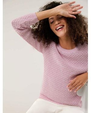 Walbusch Strickpullover Damen Edelgarn-Pullover Lino Leinenpullover Rundhals, Pflegeleicht - Pink