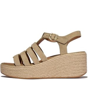 Fitflop Platfforms Espadr. Suede Fisherman Wedge Sandals Keilsandalette Plateau, Sandale, Sommerschuh Mit Verstellbaren Riemchen - Schwarz